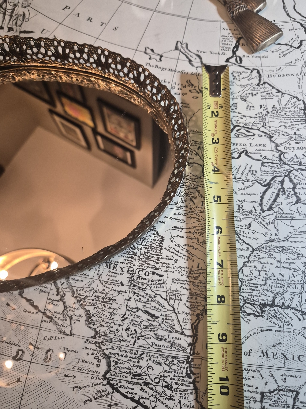 Stanley Silver Ornate Filigree Oval Vanity Tray Mirror - Picture 5 of 6